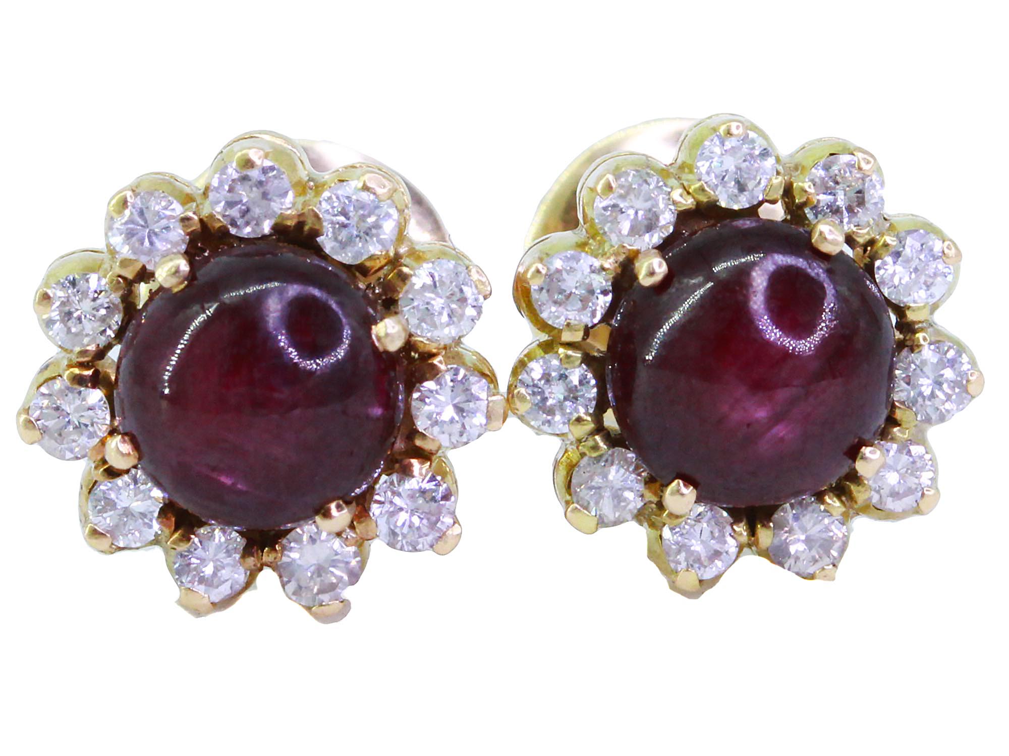 14K GOLD DIAMONDS AND PIGEON BLOOD RUBY EARRINGS PIC-2